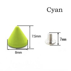 가죽 공예 휴대폰 케이스 장식 액세서리 의류 리벳 8mm x 7 5mm 콘 컬러 스터드 18 가지 색상 제공 5 세트, 8x7 5mm 5Set, Cyan