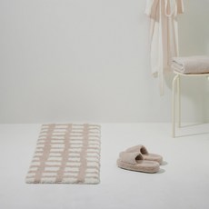 [JAJU/자주] 돌담 체크 소프트 터프팅 매트 120x40cm 베이지, 1개