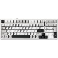 EPOMAKE x Aula F99 무선 기계식 키보드 5겹 패딩이 핫 스왑 가능 개스킷 맞춤형 게이밍 BT2.4GHzUSB-C 8000mAh 배터리화이트 그 그우드 V3 스위치, Nimbus V3 Switch, White Light Blue
