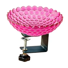 데크 장착형 새 목욕통 먹이통 정원 마당 야외 오용 튼튼한 조절식 클램프로 청소가 용이함, 01 Fuchsia