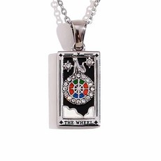 Psivika 골드 도금 타로 카드 목걸이 빈티지 행운을 빕니다 부적 펜던트 여성용 남성용 아연 라인스톤 228245