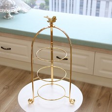 디저트 트레이 애프터눈티 세트 새장 소형 플레이팅접시 2단, 1개, C. 3단 빈 선반