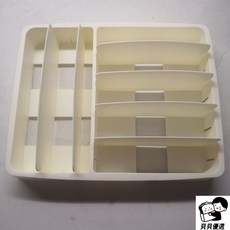 貝貝 抽屜收納盒 餐具/刀叉/文具/工具收納 廚房/桌面分類整理盒 優選分格置物盒組合, 奶白色容器蓋收納盒, 1個