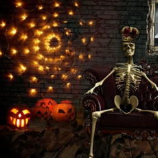 할로윈 조명 거미줄 거미 파티 할로윈 장식 조명 인테리어 모형 실내, 거미줄 조명 주황빛