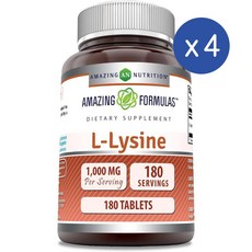 어메이징 뉴트리션 엘 라이신 1000mg Amazing Nutrition L-Lysine, 4개, 180정