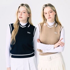 골프 여성용 브이넥카라 니트 베스트 조끼 컬러 택1, 네이비, S