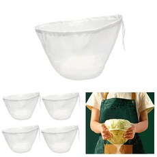 5PCS 재사용 미세 메쉬 치즈클로스 봉투 그릇 모양의 식품 필터 견과류 우유 주스 두유 만두 속 재료 다용도 나일론 스트레이너, S