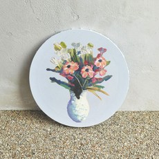 리브온 미술용 무지 백색 아트 캔버스 원형 25CM, 면-폴리 블렌드