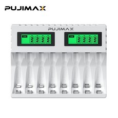 PUJIMAX AA/AAA 겸용 Ni-MH/Ni-Cd 급속충전기 충전배터리 1-8개 동시 충전기 MCU 스마트 제어 LCD 화면 잔량표시 충전기 LCD006, 1개