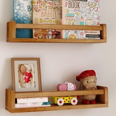 實木墻上置物架墻上書本雜志繪本置物架壁掛廚房調料架收納儲物架雜誌收納收納置物架收納書架文件架雜誌箱文件收納架書架, 重燒棕色兩件套, 1個