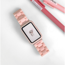 엔터콘 갤럭시핏3 파스텔 투명 블럭 메탈 스트랩 밴드 아크릴 시계줄, 핑크, 1개 가전디지털/스마트워치/밴드 반품 최저가 12,800원