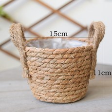 北欧特大草编花盆海草特大盆栽绿植花篮植物篮编织落地室内盆景, C款小号