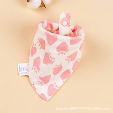 嬰兒口水巾圍嘴圍兜男寶寶純棉新生兒防水吐奶三角圍巾0一36個月, 1個, 1個裝, 【100%純棉三角巾】粉草莓:如圖