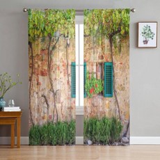 속커튼 차르르 레이스 쉬폰커텐 거실용 이탈리아 아치 건축 꽃 거리 얇은 명주 그물 쉬어 보일 주방 침실