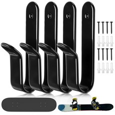 Zonon 4개 수평 스노보드 벽걸이 클립 스케이트보드 디스플레이 랙 실내 보관실 차고 홈 롱보드 스키 흰색, 1개