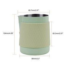 IKAPE 500ML 스테인레스 스틸 라떼 아트 밀크 투수 및 스팀 주전자 - 정확한 붓기 및 쉬운 거품을 위한 날카로운 주둥이 가정/카페 사용, Light Green, 600ml