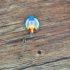 可愛卡通造型伸縮識別證扣 護理師醫師學生證件夾 易拉扣, 1個, 火箭