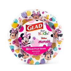 Glad 아동용 디즈니 미키 & 프렌즈 일회용 종이 그릇 미니 도트 - 튼튼함 젖음 방지 전자레인지 사용 가능 매일 사용할 수 있는 어린이 친화적인 스낵 355ml(12