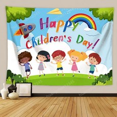 兒童節背景裝飾布 兒童派對掛布 可愛節假日背景布, 8,130X150公分