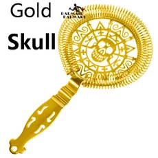 바 스트레이너 스프링 칵테일 스트레이너 스테인레스 스틸 디럭스 스트레이너 바 도구, 기타, 15 Gold Skull