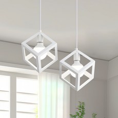 joxy 정사각형 식탁조명 2등 팬던트조명 6641-B, 흰색