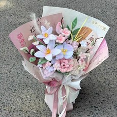 모루 꽃다발 키트 DIY 공예 부케 취미 재료, 로즈 혼합, 1개