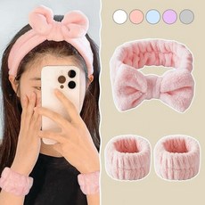 세안용 리본헤어 손목밴드+그래Shop, 화이트