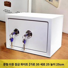 귀중품 가정용 서류 여권 돈통 금고 비밀번호, 미디엄 이중 잠금 화이트