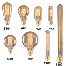 ACB照明 愛迪生燈泡 可調光 工業風 復古燈泡, 4個, T10 40W直鎢絲/琥珀玻璃, 暖色