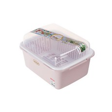 聯府KEYWAY巧婦掀蓋碗籃 瀝水碗盤收納籃 台灣製, 1個, 粉色