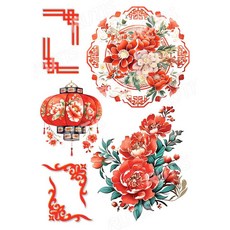TF-新年0002-1 水轉/熱轉/水晶貼/藝術紙, 1個, 藝術紙-A4