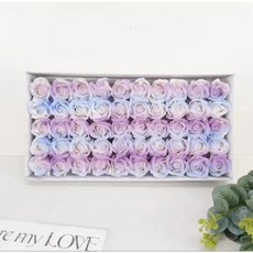 情人節禮物首選：桃園熱銷三層仿真香皂玫瑰花束，浪漫香氛，持久保存, 1個, 碎冰藍紫玫瑰一盒50朵 送花桿, 碎冰藍紫玫瑰一盒50朵 送花桿