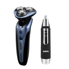 SAMPO 4D水洗式三刀頭電鬍刀, 寶石藍, 1605+1613B