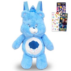 Care Bears Grumpy Bear 플러시 백팩 세트 - 휴대용 스트랩 스티커가 있는 43.2cm(17인치) 플러시 인형 번들 | Care Bears 봉제 동물 인형