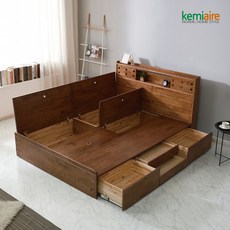 메이크 고무나무원목 퀸 침대프레임(수납형) KFR-301Q