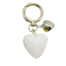 Jtkdxqs 여성용 하트 모양 키체인 핸드백용 지갑 참 자동차 키 체인 액세서리 실버, 화이트