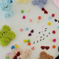 모루인형 꾸미기 재료 나사눈 선글라스 머리핀 목걸이 소품 부자재 세트, 1.콩알눈-블랙 1쌍