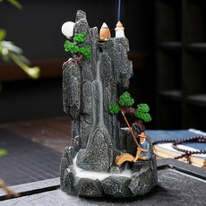 樹脂高山流水山水倒流香爐工藝品, 雲海仙境 老翁