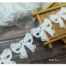 1 야드 새로운 자수 레이스 리본 보우 코튼 레이스 원단 2.7cm 4cm 꽃 아플리케 화이트 레이스 원단 cinta encaje ruban dentelle, VG39 4cm, 1개