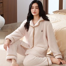 겨울 극세사 여자 잠옷 겨울 플란넬 홈웨어 두꺼운 기모 LY-073YYM