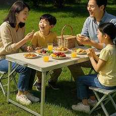 캠핑의자테이블세트 대형 접이식 테이블, 블랙