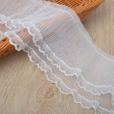 Kangzi 더블 레이어 메쉬 레이스 폭 7cm DIY 수제 마무리, 화이트, 긴 100cm, 1개