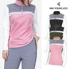 [사은품증정] 김영주 여성 골프웨어 유닛 배색 극세사 기모 긴팔 티셔츠 532915