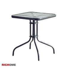 RICHOME 庭園玻璃方桌 (傘洞設計), 黑色玻璃桌