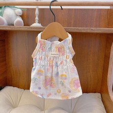 애완 동물 옷 강아지 고양이 봄 귀여운 만화 면화 홈 부모자식 의류 테디 베어 꽃 드레스 냉각 조끼, 색상: 3. 2 / 크기: F. XL