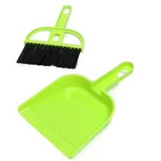 미니 데스크탑 청소 브러시 작은 빗자루 쓰레받기 세트 삽 독창적 조합 데일리 도구, 01 Green