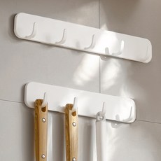접착식 벽걸이후크 욕실 모자 진열대 차키 도어 후크 걸이, 5구 화이트, 1개