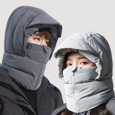 벤스투 지퍼형 남녀공용 패딩 바라클라바 후드 넥워머, 다크 그레이(남녀공용), 1개