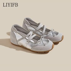 LIYIFB 소가죽 여성 키높이 메리제인 스니커즈 속굽 플랫슈즈 5cm