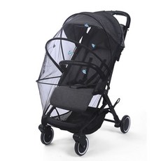 DFMEI 嬰兒車蚊帳全罩式通用寶寶推車防蚊罩兒童嬰幼兒車罩加大加密網紗, 1個, 藍色海豚繡花款雙拉鍊黑邊黑網送防蚊扣:如圖